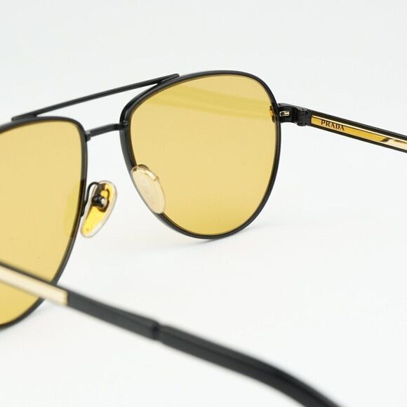 NEW Prada PRA54S 1BO90C Matte Black Yellow Unisex Pilot Sunglasses PR A54S - Picture 9 of 13